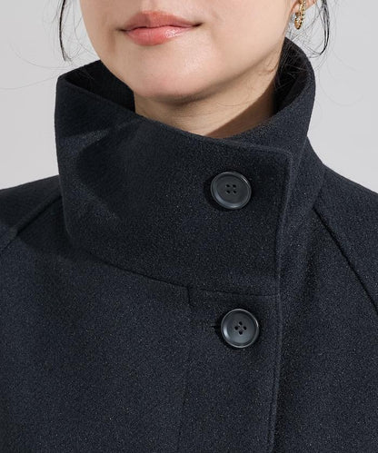 羊毛高領長款大衣