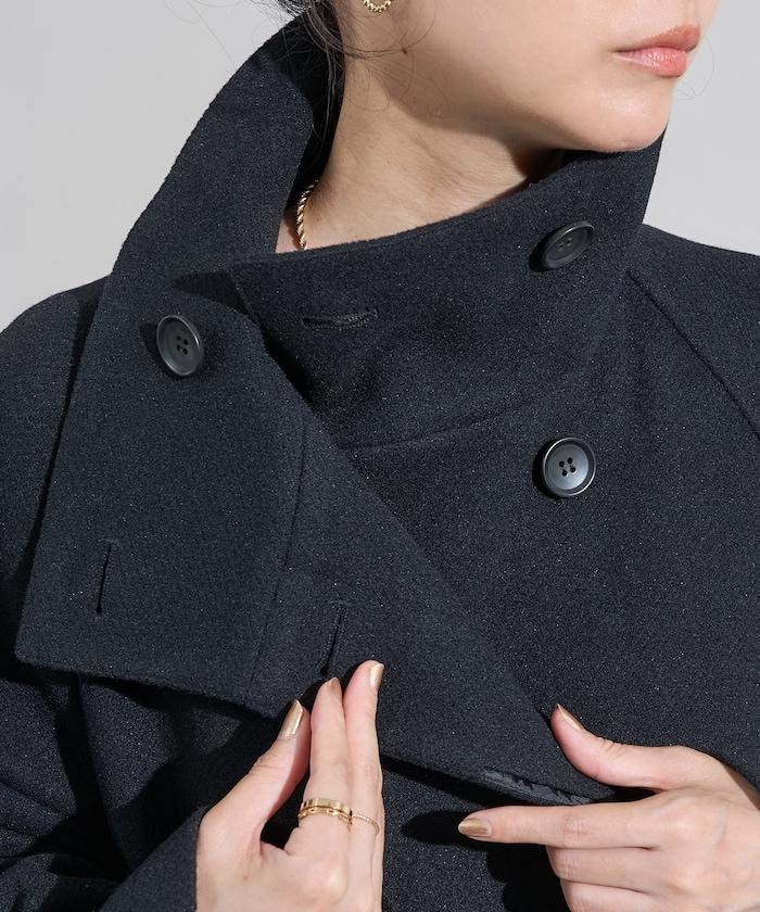 羊毛高領長款大衣