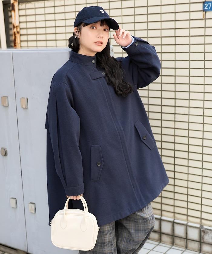 羊毛迷你喇叭大衣