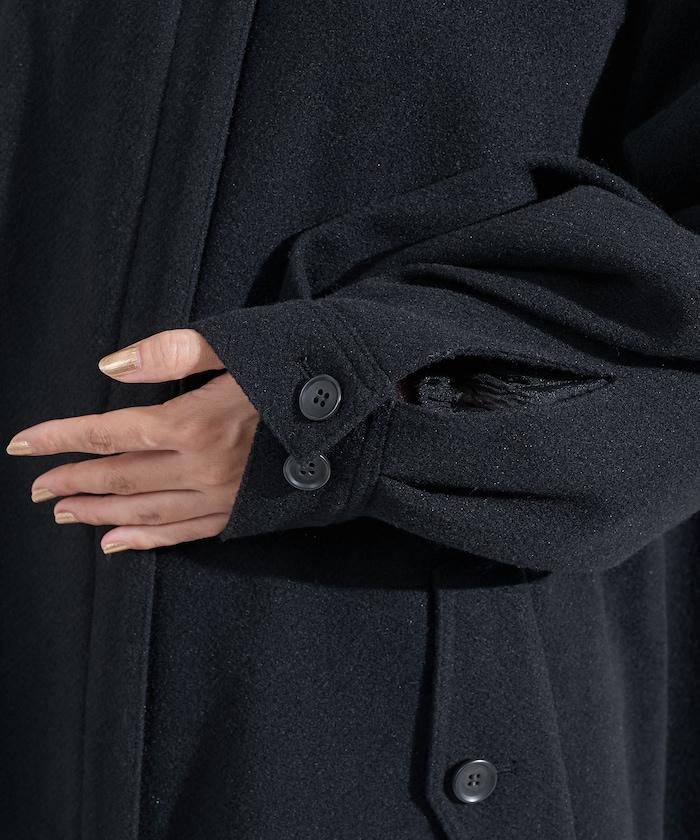 羊毛迷你喇叭大衣