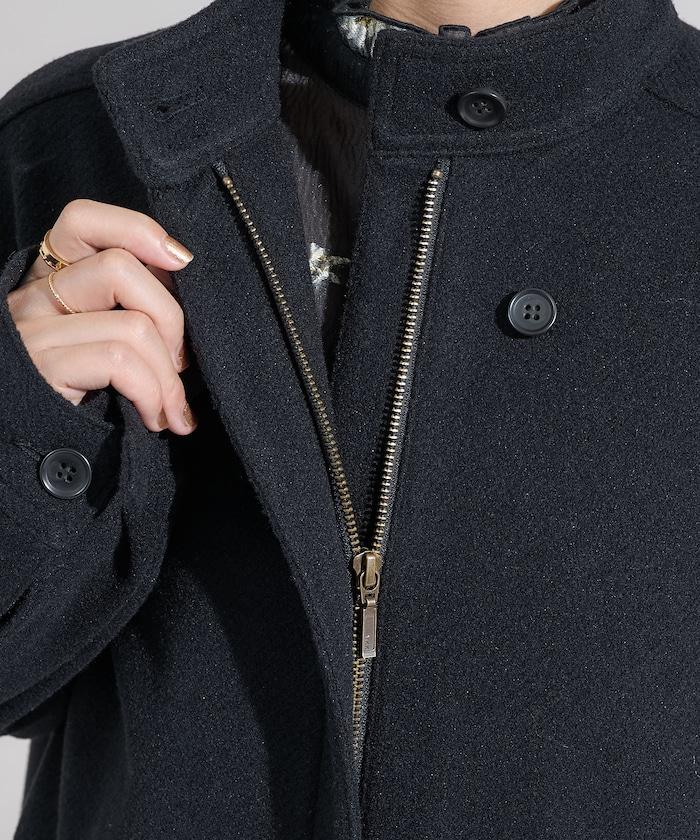 羊毛迷你喇叭大衣