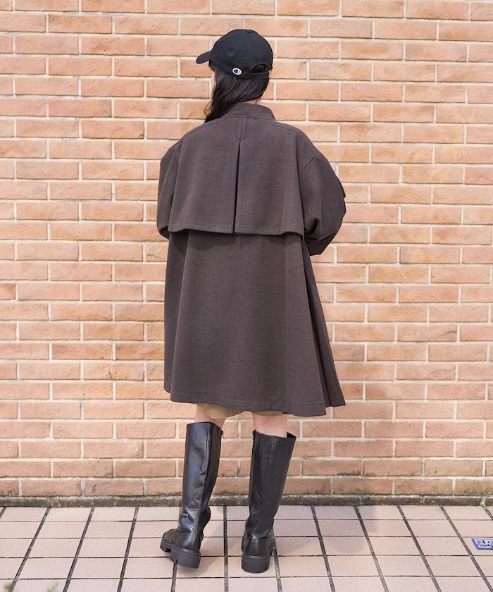 羊毛迷你喇叭大衣