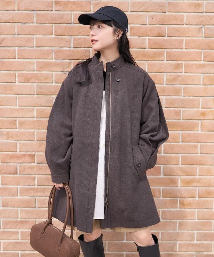 羊毛迷你喇叭大衣