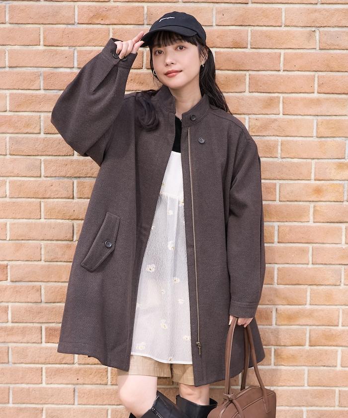 羊毛迷你喇叭大衣