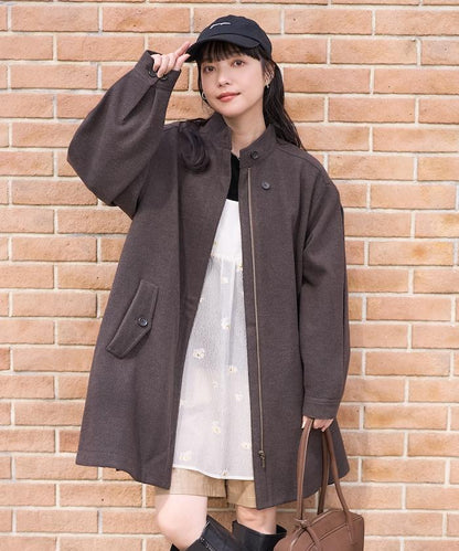 羊毛迷你喇叭大衣