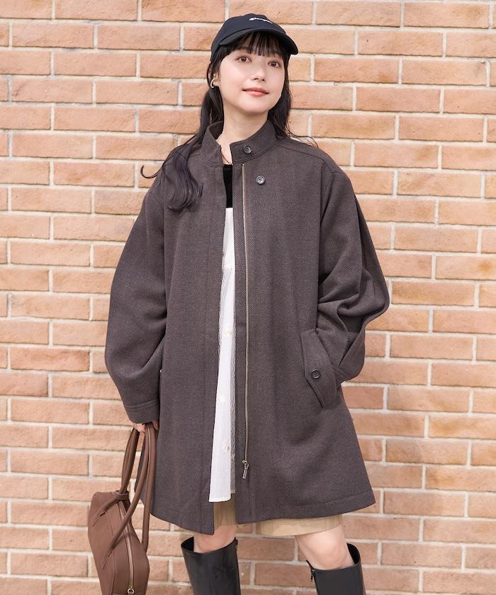 羊毛迷你喇叭大衣