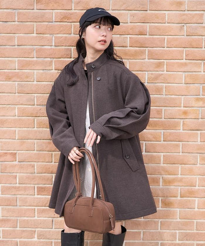 羊毛迷你喇叭大衣