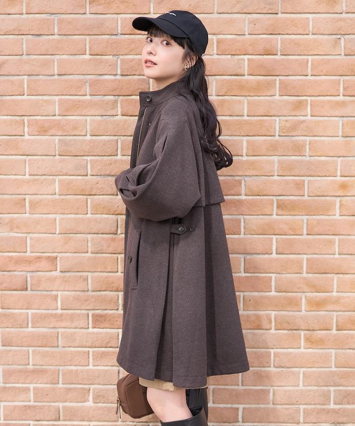 羊毛迷你喇叭大衣