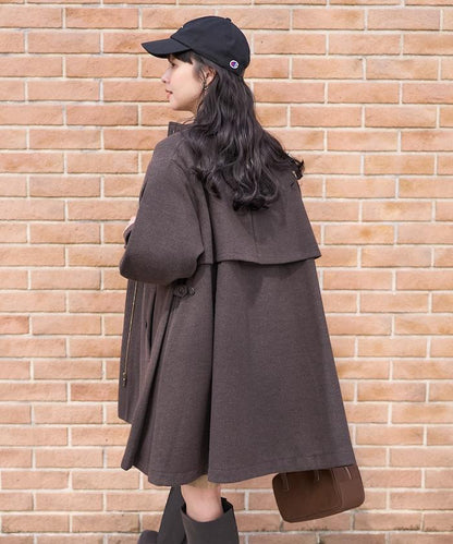 羊毛迷你喇叭大衣