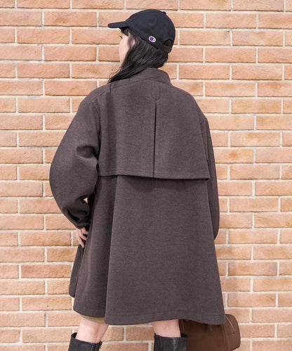 羊毛迷你喇叭大衣