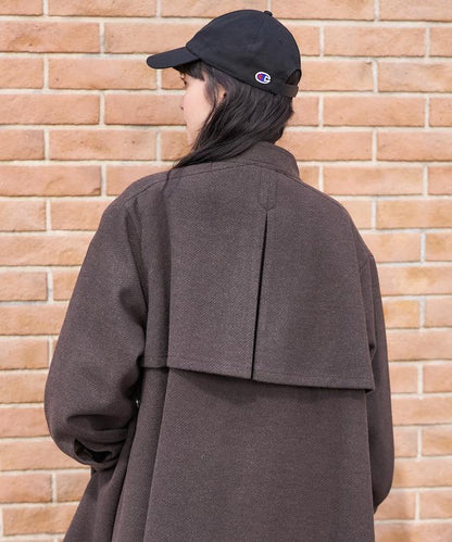 羊毛迷你喇叭大衣