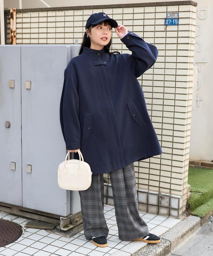 羊毛迷你喇叭大衣