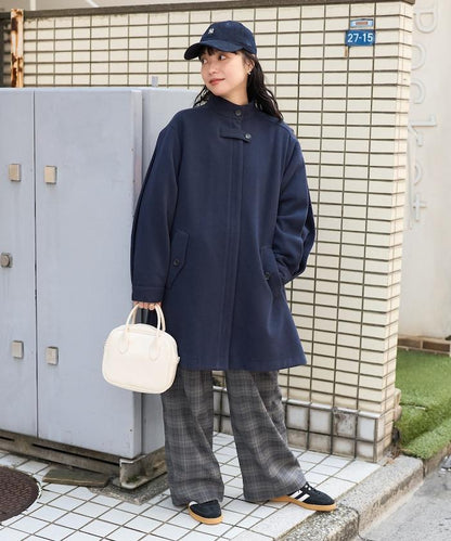 羊毛迷你喇叭大衣