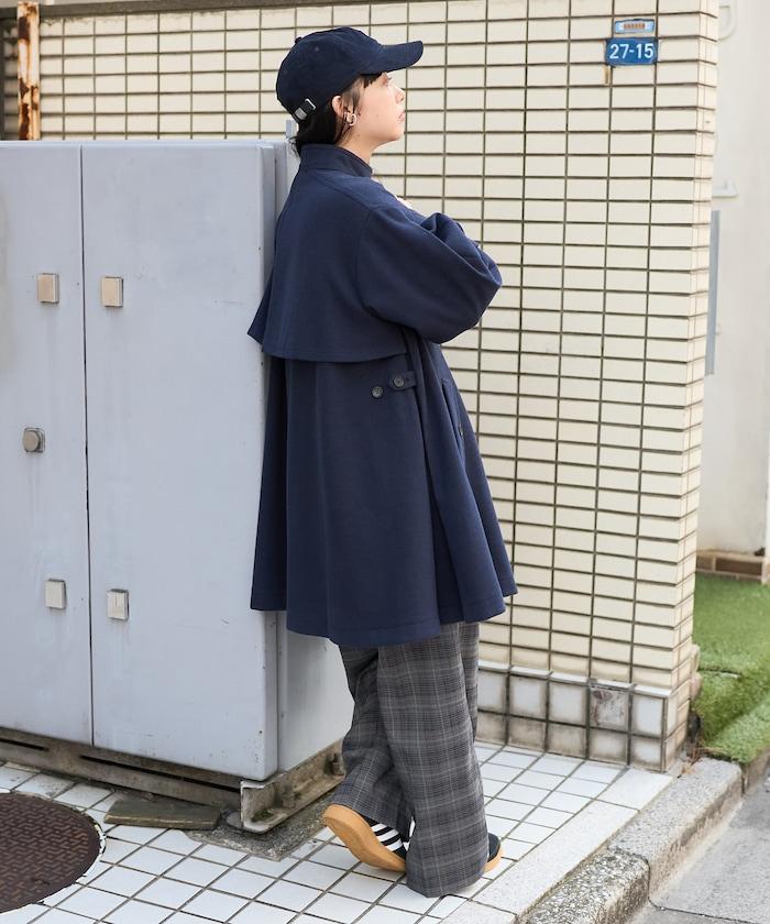 羊毛迷你喇叭大衣