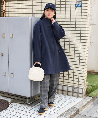 羊毛迷你喇叭大衣