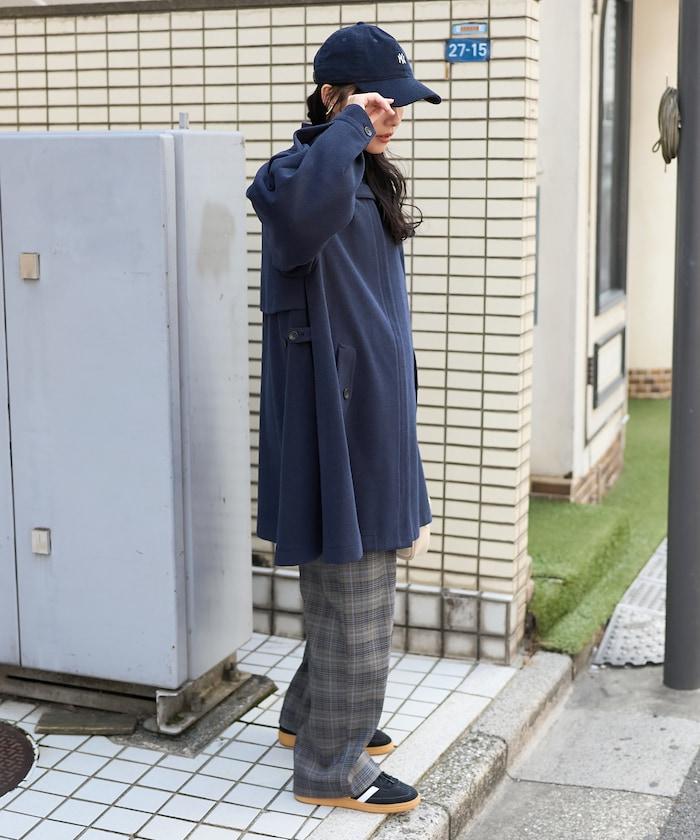 羊毛迷你喇叭大衣