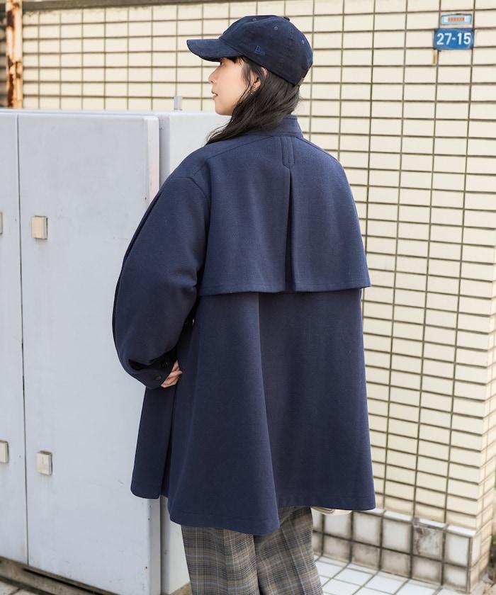 羊毛迷你喇叭大衣