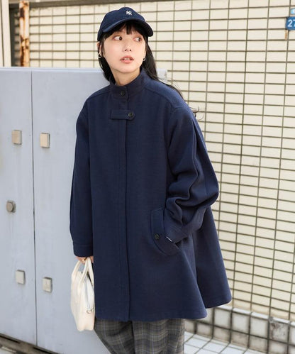 羊毛迷你喇叭大衣