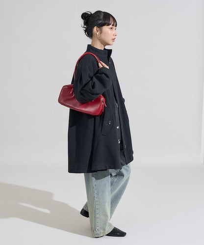 羊毛迷你喇叭大衣