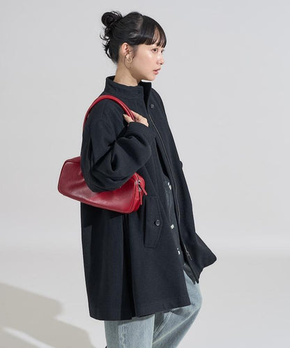 羊毛迷你喇叭大衣