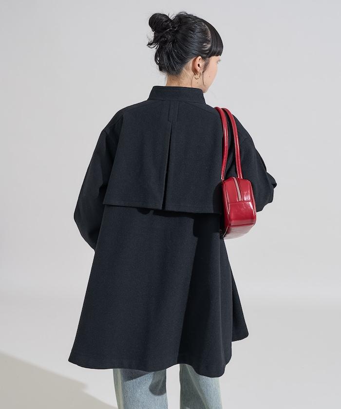 羊毛迷你喇叭大衣