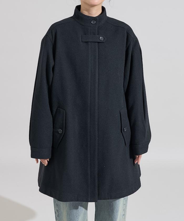 羊毛迷你喇叭大衣