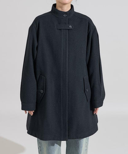 羊毛迷你喇叭大衣