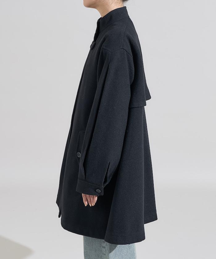 羊毛迷你喇叭大衣