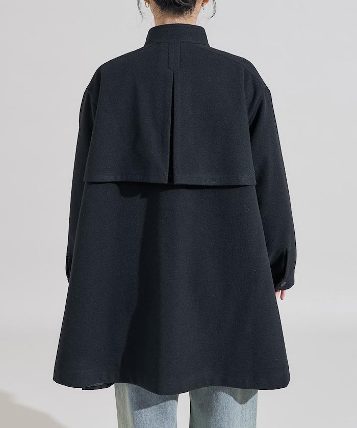 羊毛迷你喇叭大衣