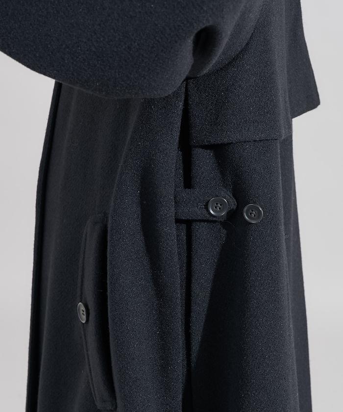 羊毛迷你喇叭大衣