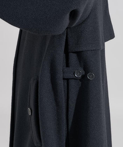 羊毛迷你喇叭大衣