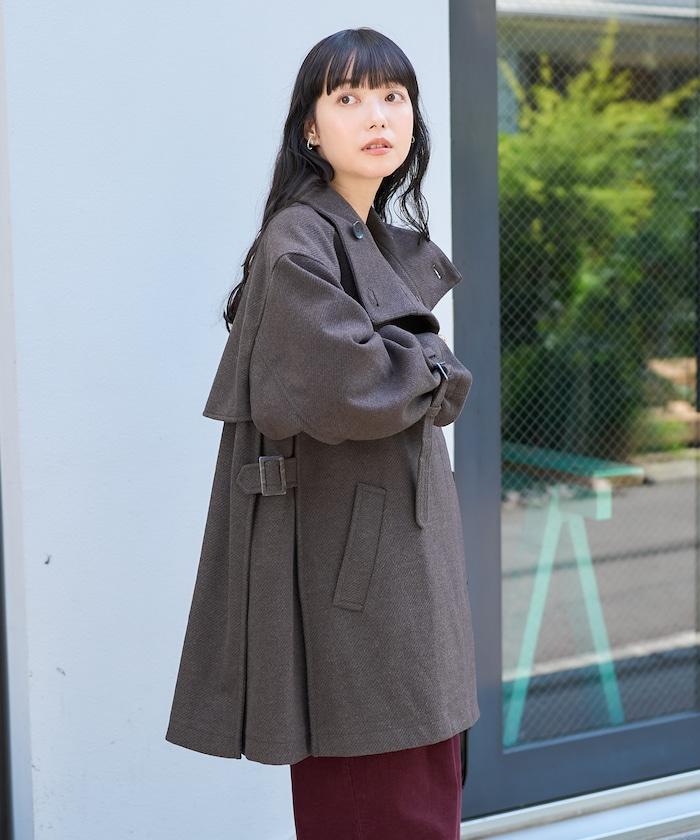 羊毛高領A字中長款大衣