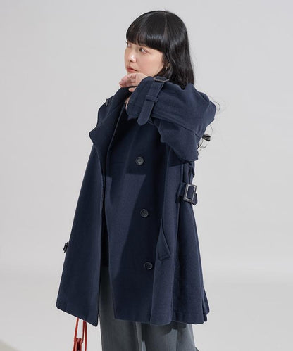 羊毛高領A字中長款大衣