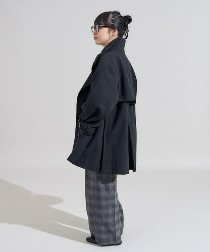 羊毛高領A字中長款大衣
