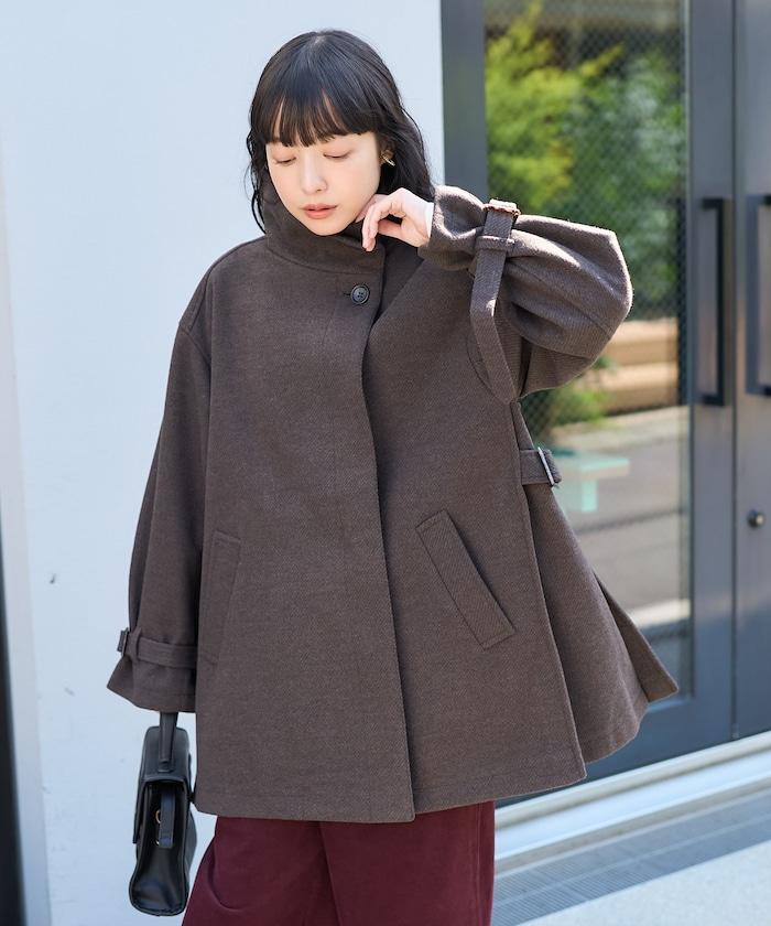 羊毛高領A字中長款大衣