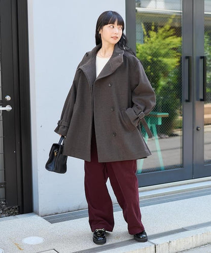 羊毛高領A字中長款大衣