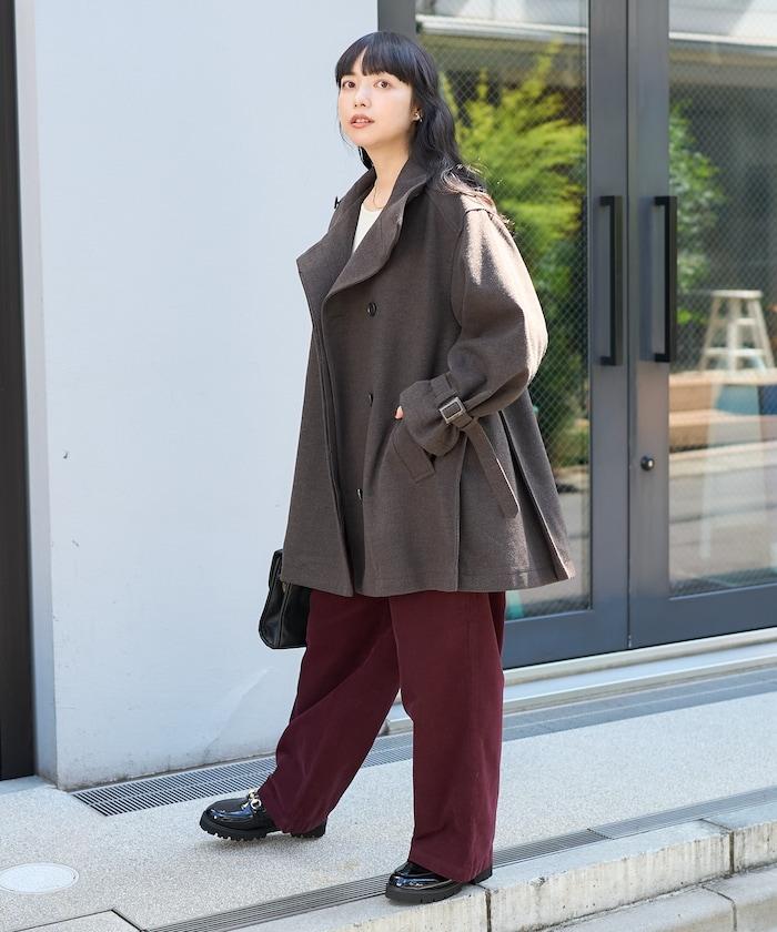 羊毛高領A字中長款大衣