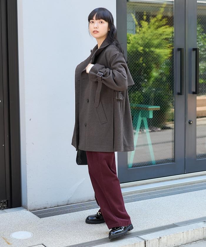 羊毛高領A字中長款大衣