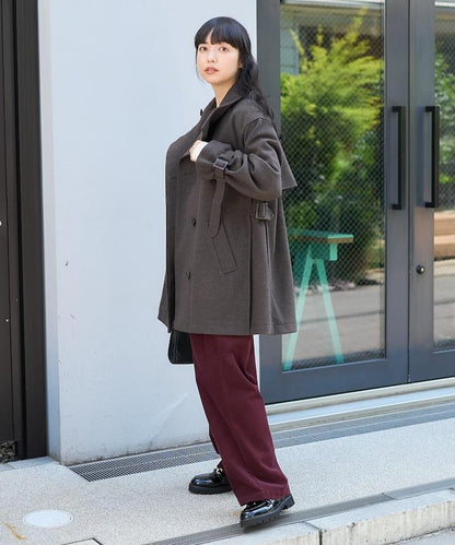 羊毛高領A字中長款大衣