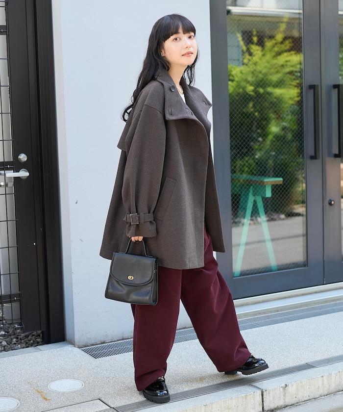 羊毛高領A字中長款大衣