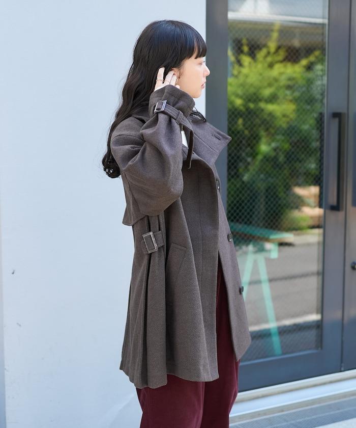 羊毛高領A字中長款大衣