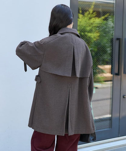 羊毛高領A字中長款大衣