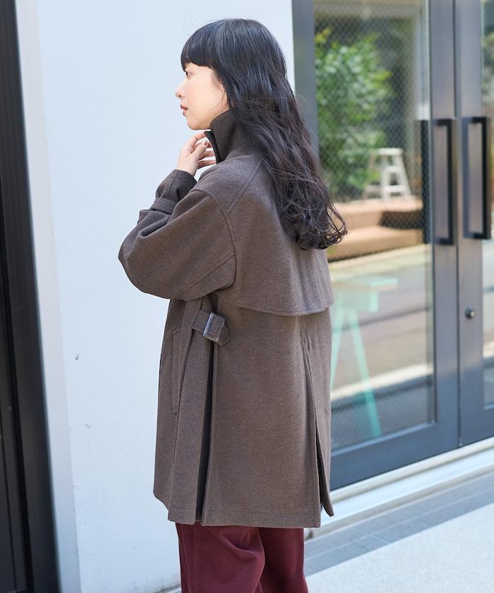 羊毛高領A字中長款大衣