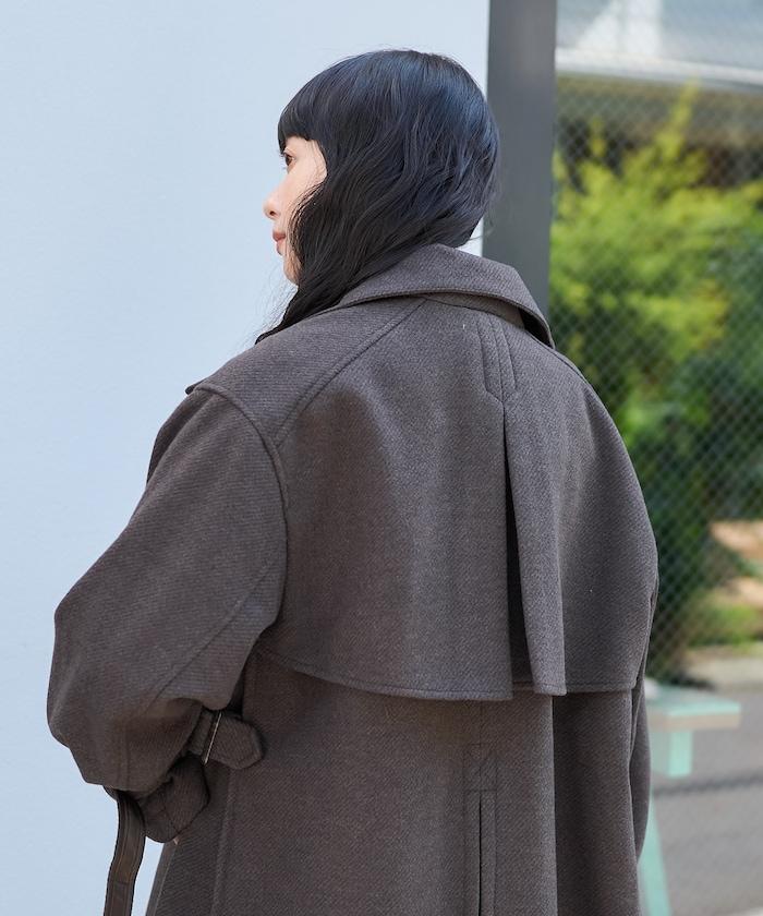 羊毛高領A字中長款大衣