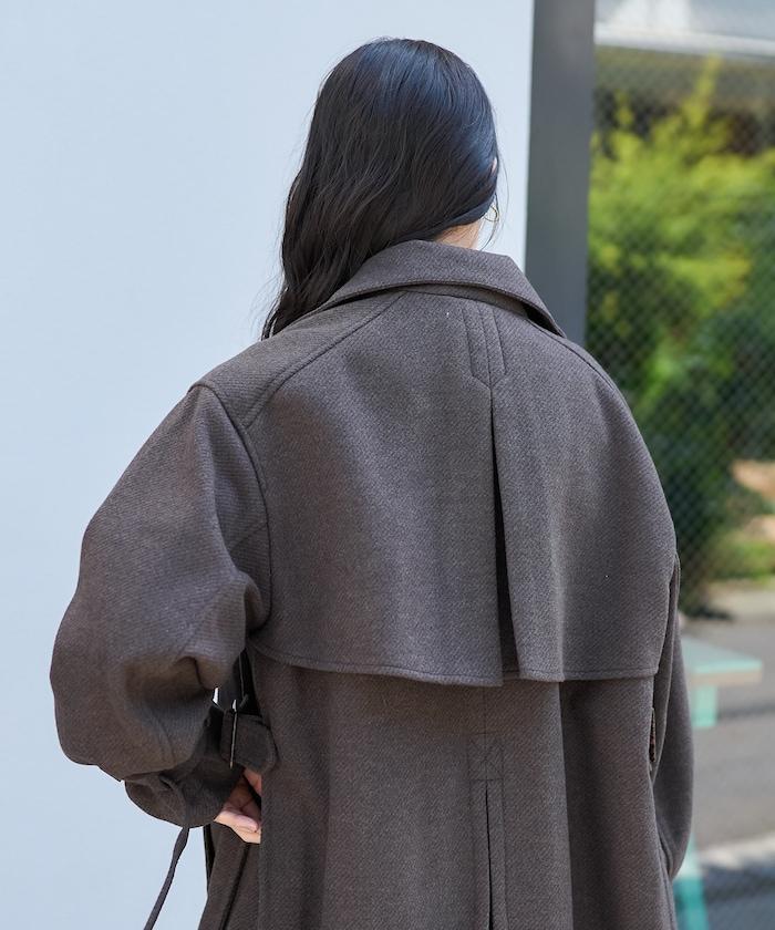 羊毛高領A字中長款大衣