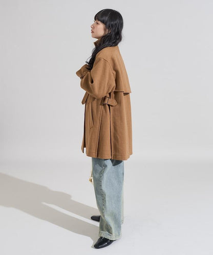 羊毛高領A字中長款大衣