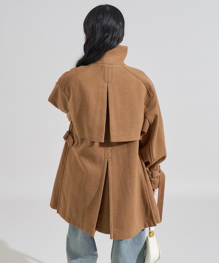 羊毛高領A字中長款大衣