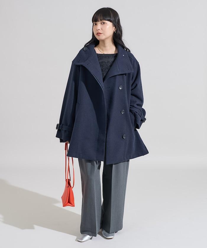 羊毛高領A字中長款大衣