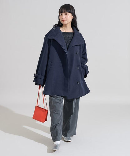 羊毛高領A字中長款大衣