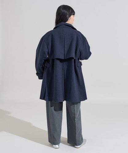 羊毛高領A字中長款大衣